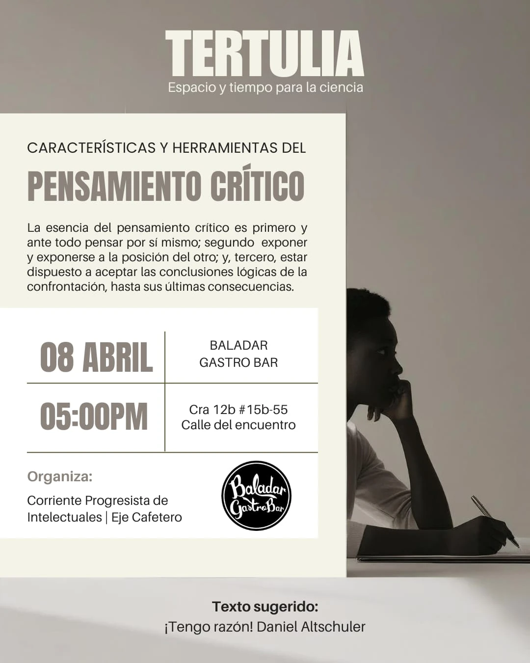 Flyer for event: Pensamiento crítico
